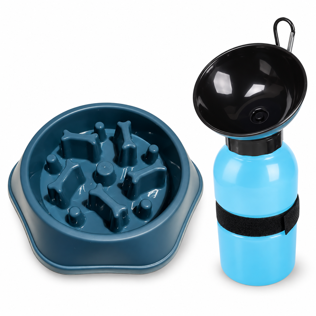 Comedero anti ansiedad y botella de paseo